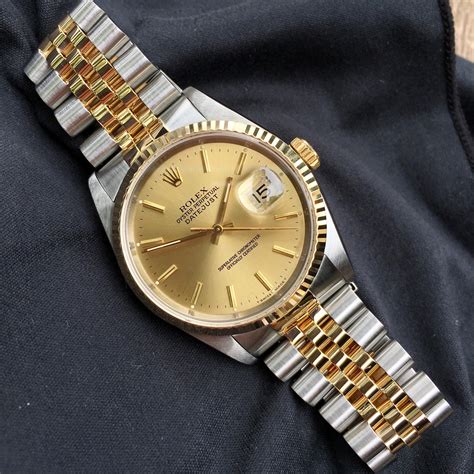 rolex datejust 16233 stainless steel champagne dial 36mm automatic watch|rolex 16233 price list.